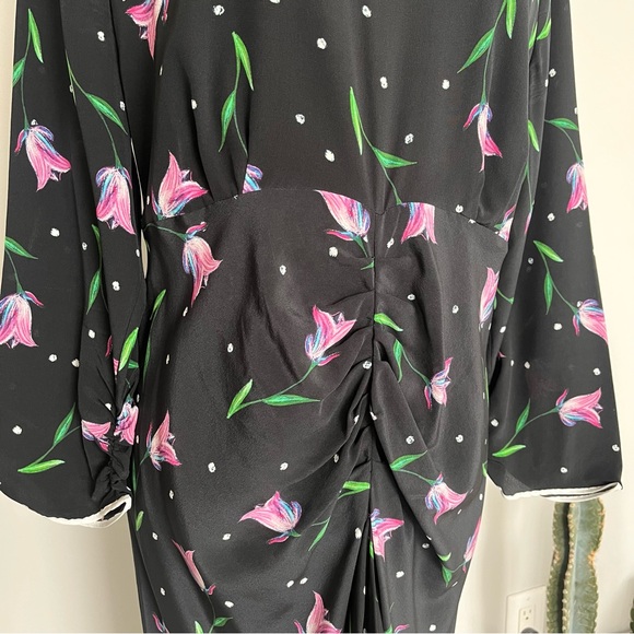 RIXO London Gabrielle Dress, Ruffled Floral Print Silk Maxi Dress Size XL - Picture 4 of 16